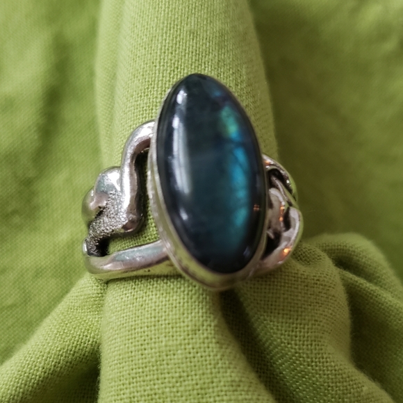 Womens Sterling Silver Labradorite Blue Gemstone Ring - Picture 2 of 9